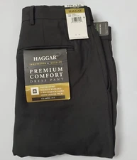 Haggar Men's B&T Premium Comfort Stretch Classic Fit Dress Pant Black 50x34