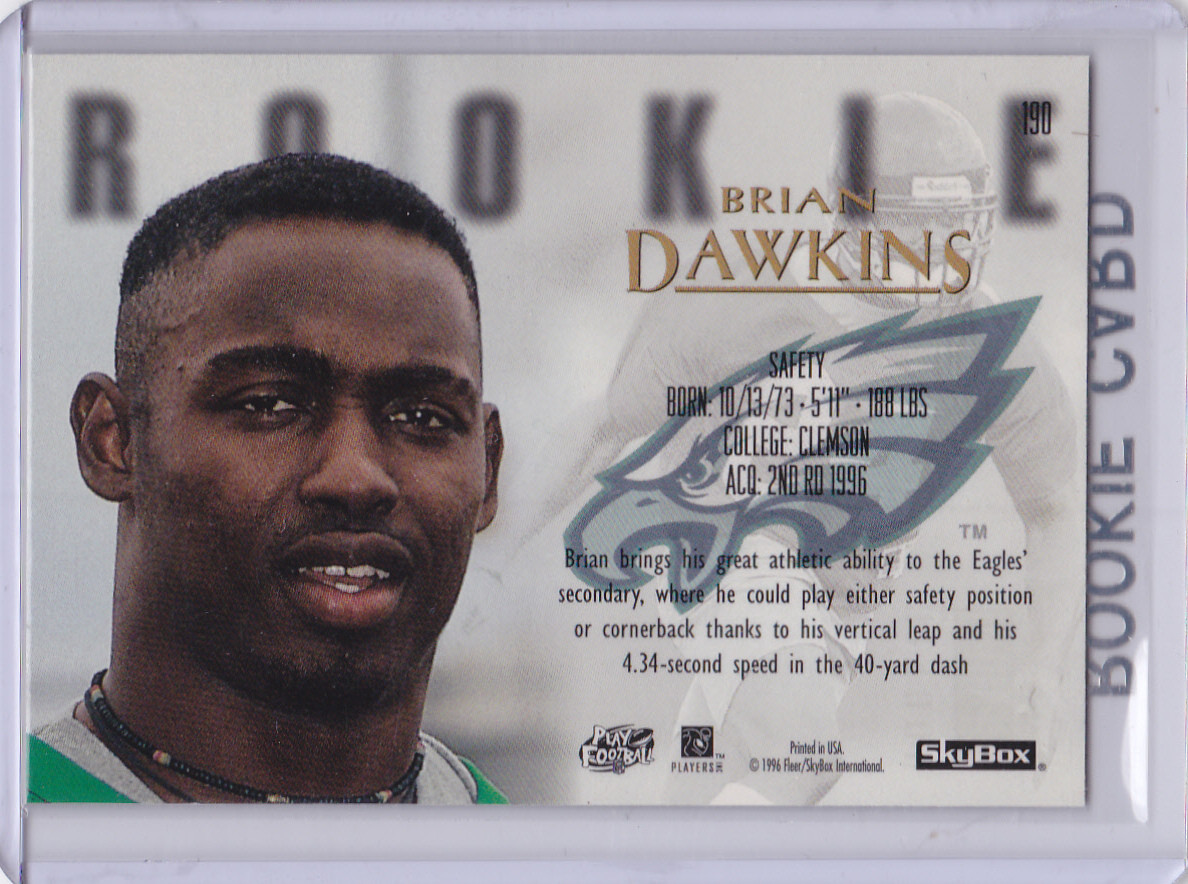 BRIAN DAWKINS ROOKIE CARD 1996 Fleer Skybox Philadelphia EAGLES