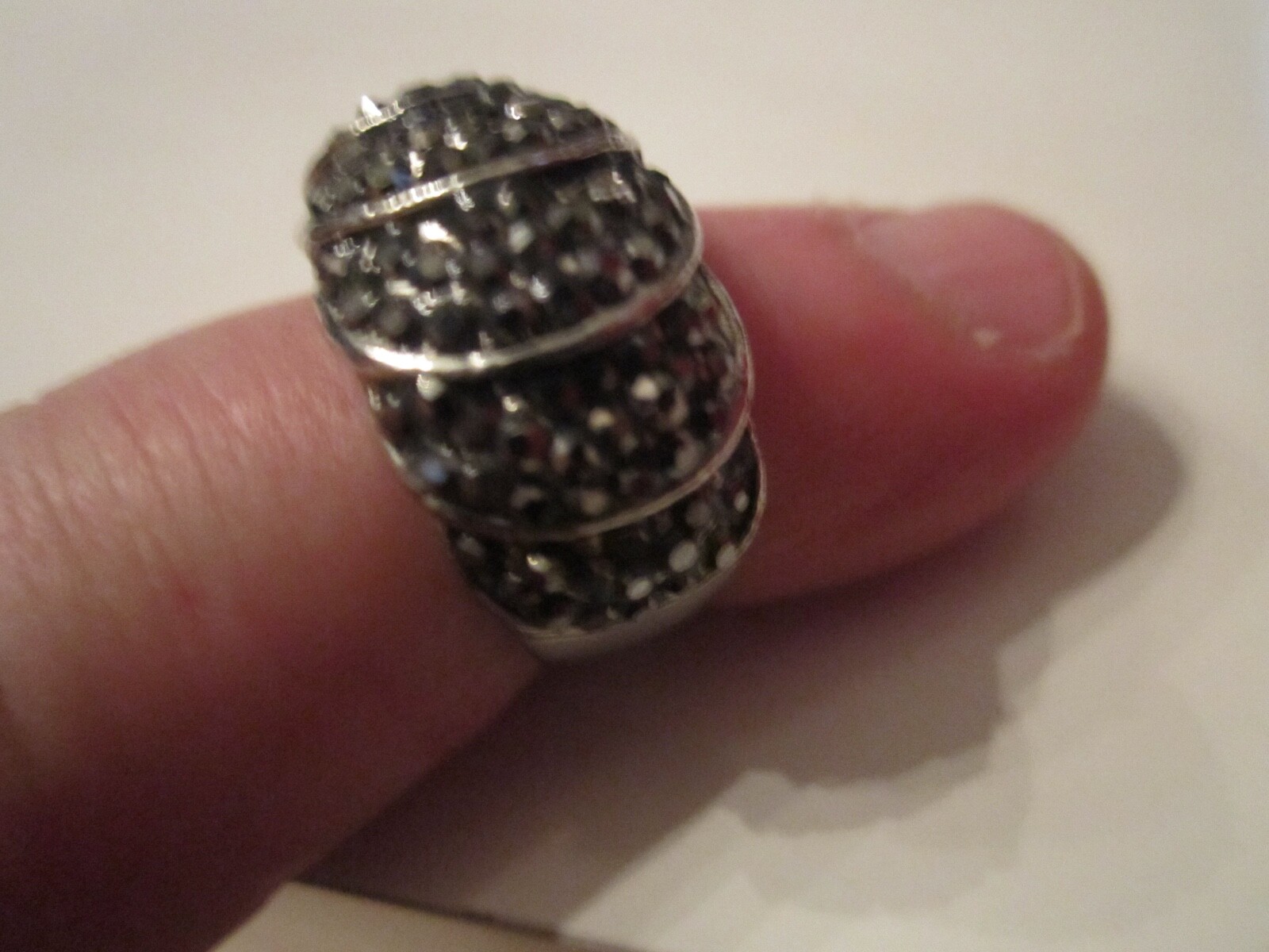 SILVER PLATED RING WITH SPARKLING MARCASITES - SI… - image 2