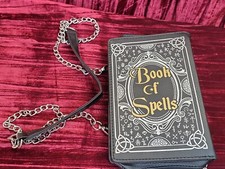 Preowned HALLOWEEN BOOK OF SPELLS BOOK SHAPED CROSS BODY BAG PURSE TOTE COSTUME