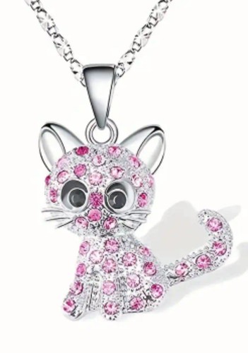 KITTEN PENDANT CHAIN WHITE UNISEX ADULT KID BIRTHDAY CHRISTMAS VALENTINE GIFT UK - Picture 3 of 5