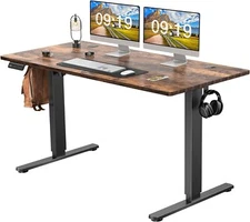 55" Brown Electric Height Adjustable Desk Home Office Standing Computer Table