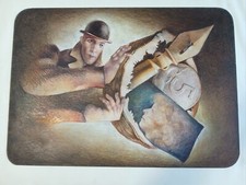 Franco Fortunato. Opera unica. Tecnica mista su cartoncino. Ottime Condizioni 