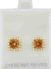 LAB CREATED 2.64 Cts IMPERIAL YELLOW TOPAZ & W/SAPPHIRES EARRING .925 SILVER — photo 1
