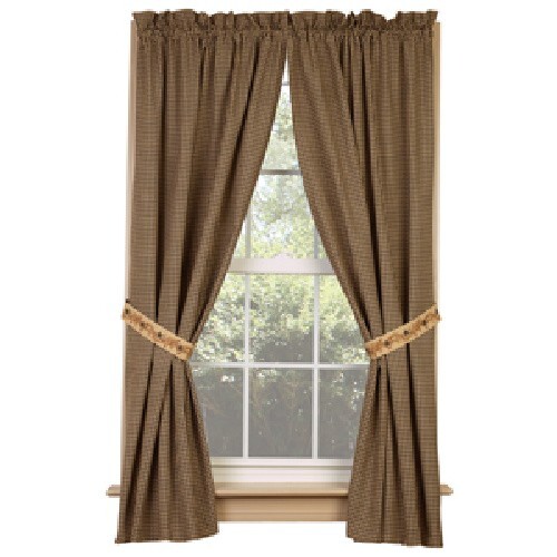 VHC Rustic Burlap Red Star Berry Vine Panel Curtains – Set Of 2, 36"x63" Each