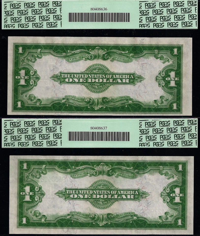 1923 $1 Silver Certificate PCGS 64PPQ reverse changeover Fr 238 Fr 237 - Image 2 of 2