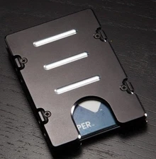 Billet Vault Aluminum Wallet, RFID Protection, Black Anodized, Standard, Black