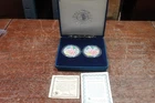 MORGAN MINT 1999-2000 COLORIZED SILVER EAGLES W BOX COA