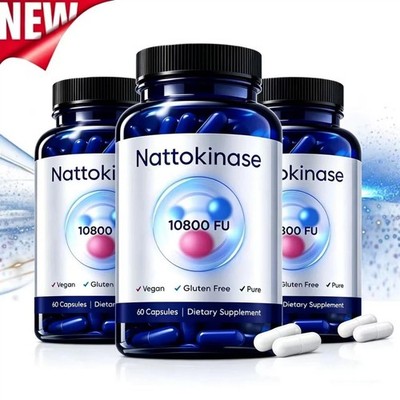 3 PACK Nattokinase Supplement - 10800 FU 60 Capsules Per Serving US STOCK