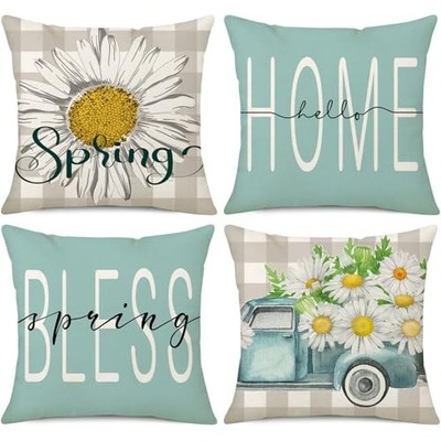 Spring Pillow Covers 18x18 Set of 4 Hello Home Bless 18'' x 18'' (Pack of 4)