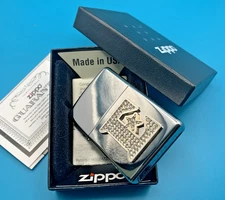 Brand New 2015 ZIPPO Lighter E STAR DIAMANT BLING Custom Emblem Brilliant Chrome