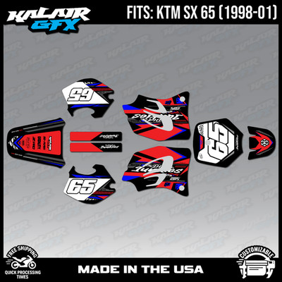 Graphics Kit for KTM 65SX SX65 (1998-2001) SX-65  Rugged-Red