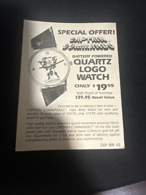 Captain Commando Battery Powered Quartz Logo Watch Offer Insert.Nintendo megaman