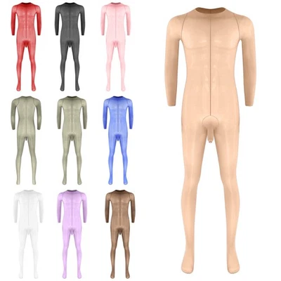 Herren Unterwäsche Overall Dessous Langarm Bodysuit Durchsichtig Jumpsuit Pants - Bild 1 von 4