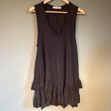 We The Free Free People Black Solid Linen/cot Sleeveless T-Shirt Dress Short S
