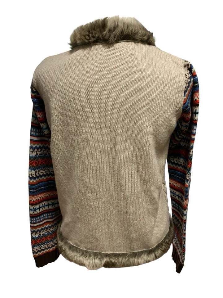 Cárdigan tejido con cable con ribete de piel sintética Hanna Andersson niñas talla 160 14-16 caprichoso Foto 3 de 4