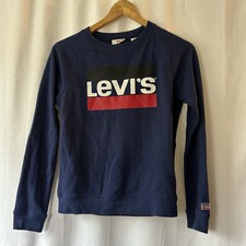 Levi's Sweatshirt Unisex XS Navy Logo Graphic Crew Neck Long Sleeve Pullover
