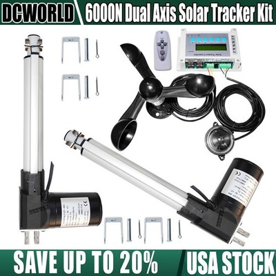 LCD Dual Axis Solar Track Tracker Kit W/ 6000N 8'' DC Linear Actuators Anemometer