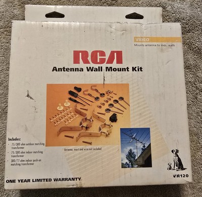 RCA VH120 Antenna Wall Mount Kit, Open New, Bushings, Brackets, Clamps, Standoff