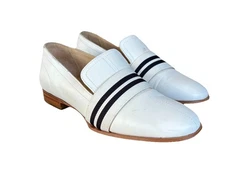 Rag & Bone White Leather Slip On Loafer W/ Stripe Detail-Size EUR 38 / US 8