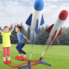 Kids Air Powered Rocket Launcher Toy Outdoor Foot Pump Soaring Rocket - NEW*****
