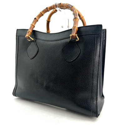 GUCCI Bamboo Diana Hand Bag Leather Black 002 2853 0260 0 Auth