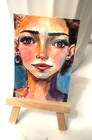 OOAK Woman Bird ACEO Mixed Media Art Contemporary Portrait by AdriO — photo 2