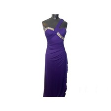 Blondie Nites by Stacy Skylar Purple Y2K Jeweled One Shoulder Draped Dress sz 1
