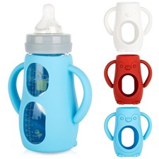 3 Pack-Silicone Sleeve with Handles for Mam Glass Baby Bottles 9oz,Anti Breakage