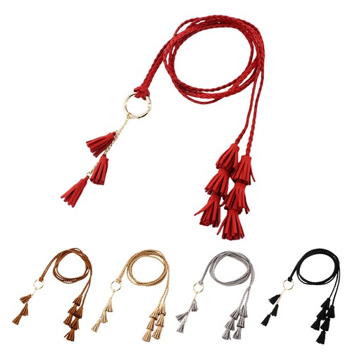 Geflochtener Quaste Gürtel Boho Style Taille Seil Kleid Bund Accessoires Damen - Bild 3 von 23