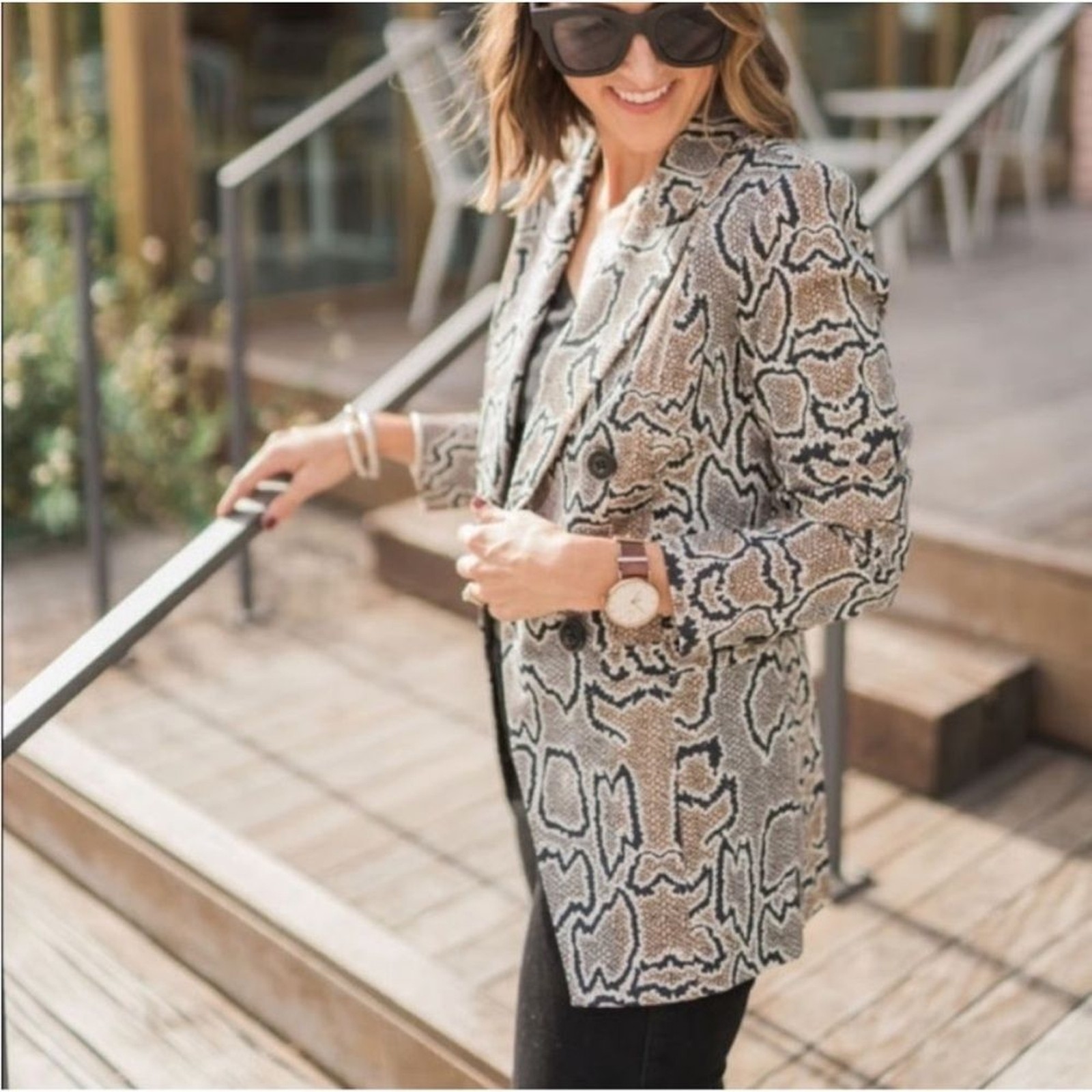 Cabi Python Snake Print Double Breasted Fitted Ja… - image 3