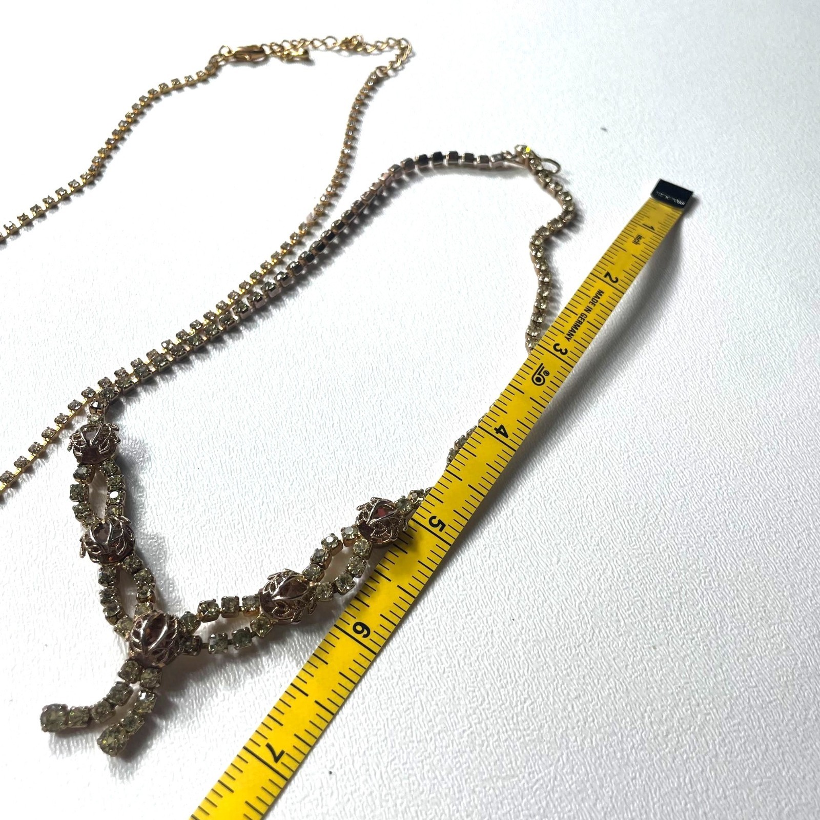 Vintage Rhinestone Statement Necklaces Set Of 2 W… - image 9