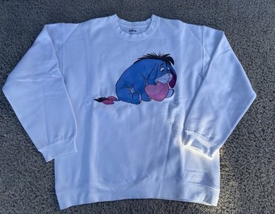 Disney Eeyore Winnie Puuh weißes Sweatshirt mit Rundhalsausschnitt Love Heart Größe Medium