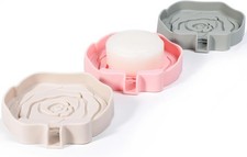 3PC Self-Draining Silicone Soap Dish, Soap Holder/Tray/Saver for Shower,