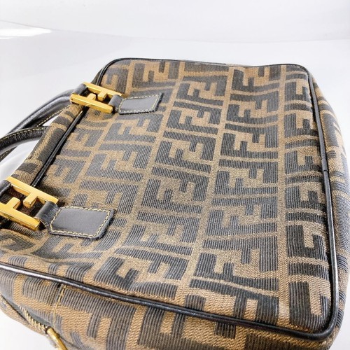 Auth Used EX+ FENDI Zucca 2way Handbag Canvas Leather Brown Condition - Picture 22 of 24