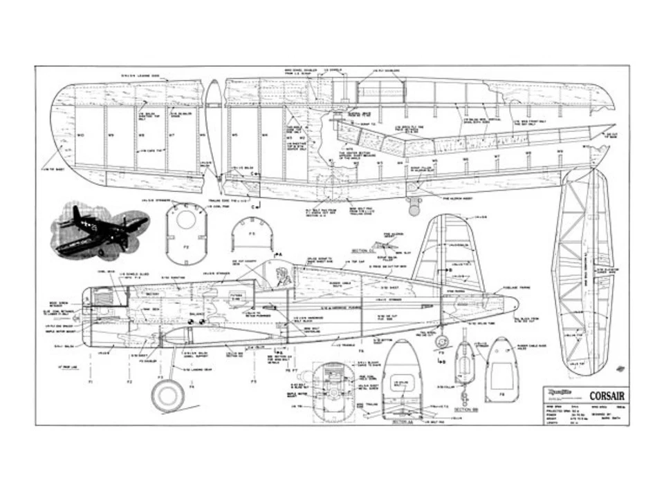 Dynaflite Fun Scale Corsair by Mark Smith RC Airplane Short Kit + PDF Plan - Image 3 of 4