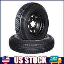 Set Of 2 St17580d13 Trailer Tire And 13 Rims 5 Lug On 4.5 Wheels Tires 6pr