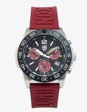 Luminox Silver  & Red Pacific Diver XS. 3155.1  Always Visible Chrono Watch BNIB