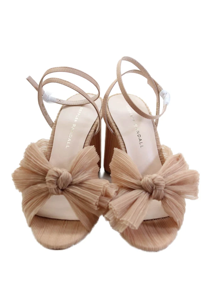 Loeffler Randall Mujer Camelia Plisado Lazo Tacón con Correa para el Tobillo - Talla Belleza Foto 2 de 4