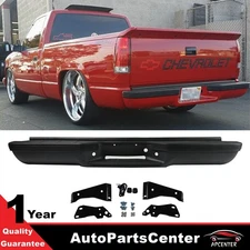 Black Steel Rear Bumper For 1988-2000 Chevy Silverado GMC Sierra C/K 1500 2500