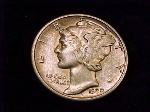 1938-S  Mercury Dime,  an Extra  Fine Grade coin.