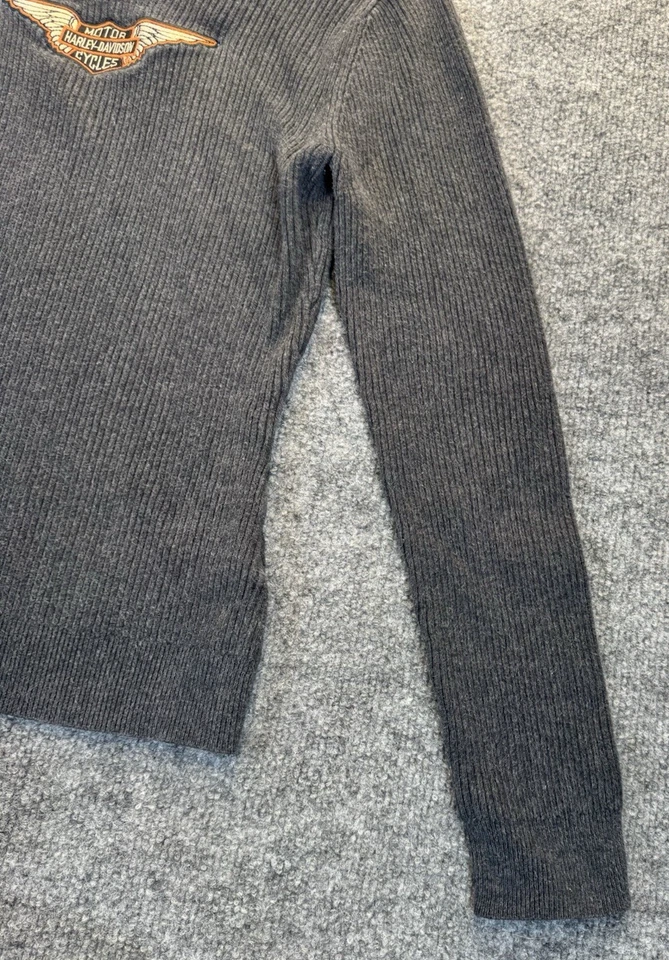 Harley-Davidson женщин ребристый водолазка свитер серый маленький логотип хлопок - Изображение 4 из 4