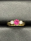 Vintage Gold Sterling Silver Lab Ruby Ring Size 7 D13