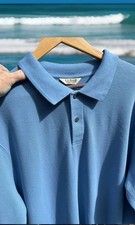 LL Bean Double L Polo Wrinkle Resistant Blue LS 100 Cotton Golf Rugby Men L-Reg