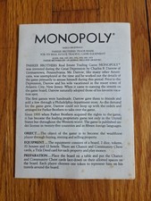 Vintage Classic Monopoly Game Replacement Instruction Manual Rules Book Booklet
