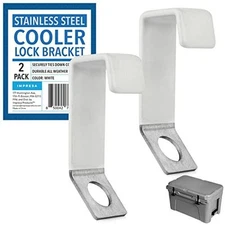 2 Pack White Cooler Lock Bracket for Yeti and for RTIC Cooler Tie Down Kit