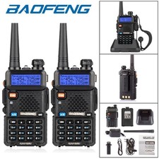 2 x Baofeng UV-5R Two Way Ham Radio Dual Band 128CH Walkie Talkie 7.2V DC 1800MA