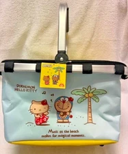 Sanrio Japan Doraemon x Hello Kitty Insulated Picnic Cooler Basket / Tote - NWT