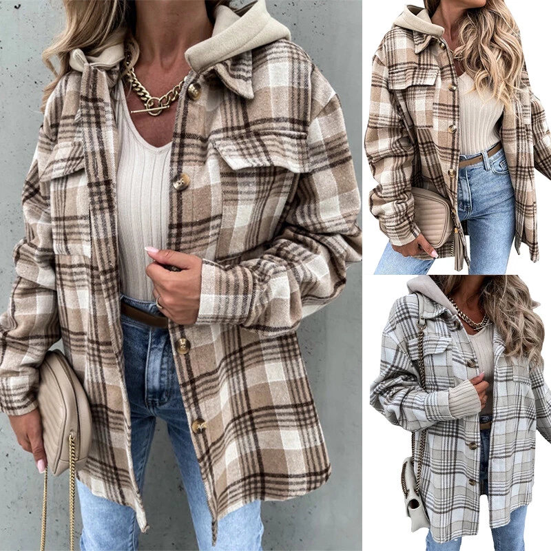 Plaid hooded shirt clearance jacket