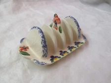 2000 Ireland O'Neil Bunratty Pottery Toast Rack Pansies & Fusia